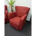 Red Micro Suede Mid Back Reception Arm Chair